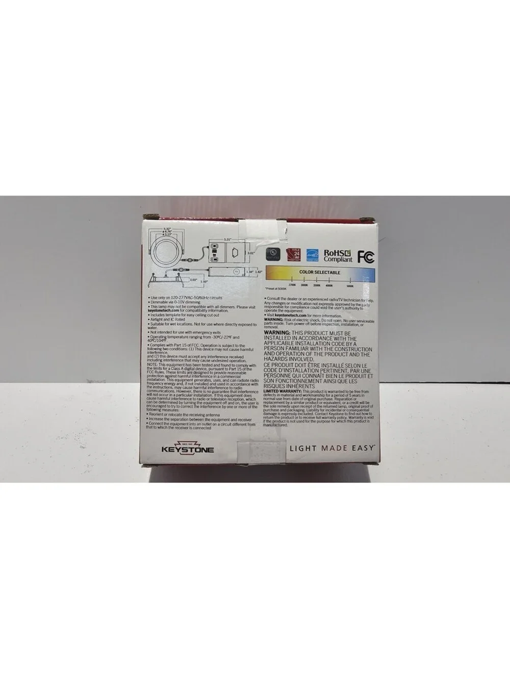 Halco 89168 4 in. 120-277V Power and Color Adjust LED Wafer Commercial Downlight